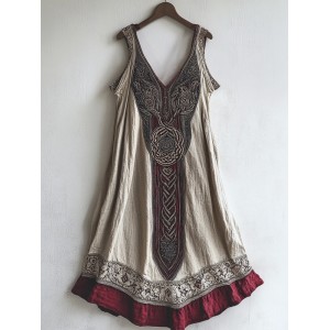 Viking Age Vintage Totem Linen Tank Dress