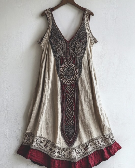 Viking Age Vintage Totem Linen Tank Dress Viking Age Vintage Totem Linen Tank Dress