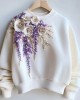 Women's Purple Floral Pearl Embroidered Sweatshirt Women's Purple Floral Pearl Embroidered Sweatshirt