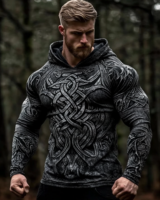 Men's Vintage Viking Celtic Patterns Art Cotton Blend Hoodie Men's Vintage Viking Celtic Patterns Art Cotton Blend Hoodie