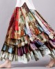 Boho Colorful Patchwork Textile Flowy Linen And Lace Blend Wide Skirt Boho Colorful Patchwork Textile Flowy Linen And Lace Blend Wide Skirt