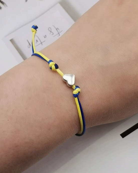 We Stand Together Ukrainian Heart Inspired Braided Bracelet We Stand Together Ukrainian Heart Inspired Braided Bracelet
