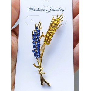 Ukrainian Blue And Yellow Wheat Brooch