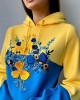 Ukraine Floral Embroidered Contrast Patchwork Hoodie Ukraine Floral Embroidered Contrast Patchwork Hoodie