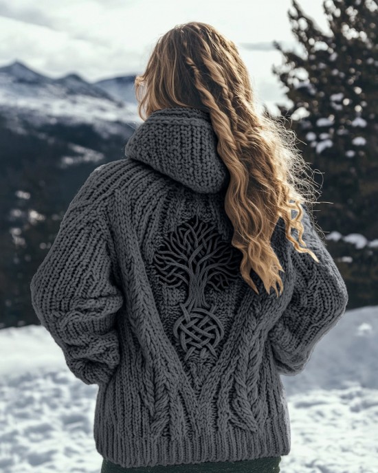 Women's Viking Tribal Tree Of Life Celtic Knot Hooded Sweater