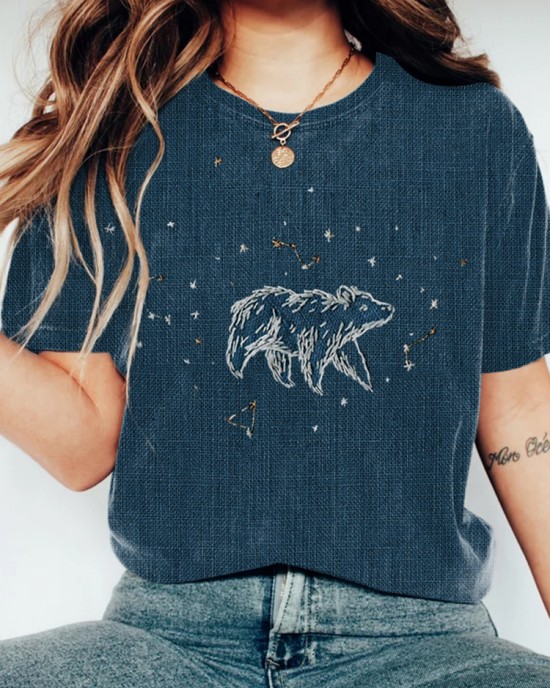 Respect The Locals Bear Embroidery Art Print Women's T-shirt Respect The Locals Bear Embroidery Art Print Women's T-shirt