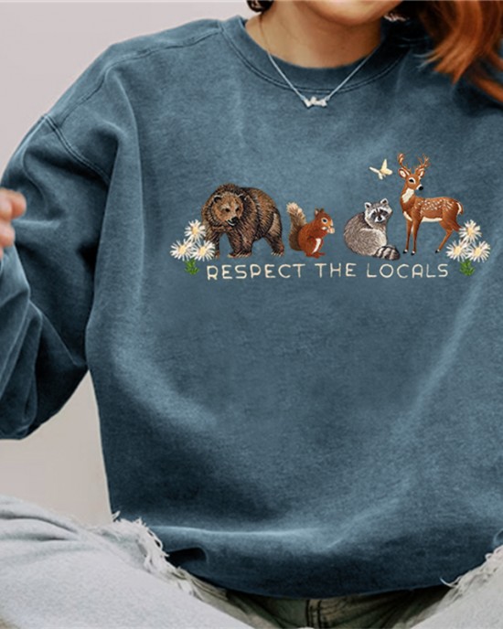 Respect The Locals National Park Embroidered Vintage Washed Sweatshirt