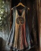 Tribal Viking Colorful Gradient Tree Of Life Lace Art Linen Tank Dress