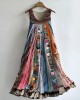 Boho Colorful Textile Flowy Linen Blend Tank Dress Boho Colorful Textile Flowy Linen Blend Tank Dress