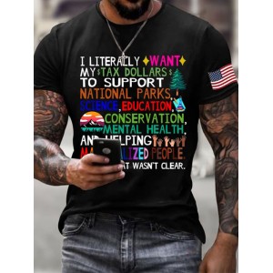 Men's Support National Parks Printed Round Neck T-shirt