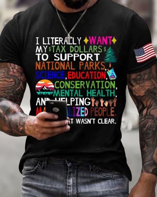 Men's Support National Parks Printed Round Neck T-shirt Men's Support National Parks Printed Round Neck T-shirt