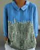 Women's Abstract Geometric Line Art Print Design Lapel Shirt Women's Abstract Geometric Line Art Print Design Lapel Shirt