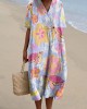 Women's Resort Turtle Pattern V-neck Casual Flowy Midi Dress Women's Resort Turtle Pattern V-neck Casual Flowy Midi Dress