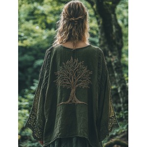 Women's Celtic Mythical Tree Of Life Lace Pattern T-shirt
