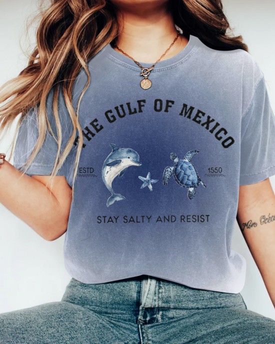 Gulf Of Mexico In Gradient Vintage Women's Washed T-shirt