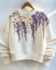 Women's Wisteria & Pearl Embroidery Art Sweatshirt Women's Wisteria & Pearl Embroidery Art Sweatshirt