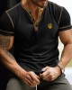 Men's Ukraine Trident Embroidered Casual Henley T-shirt Men's Ukraine Trident Embroidered Casual Henley T-shirt