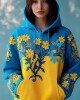 Ukraine Ethnic Floral Embroidered Contrast Color Hoodie