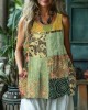 Vintage Geometric Floral Print Women's Linen Tank Top Vintage Geometric Floral Print Women's Linen Tank Top