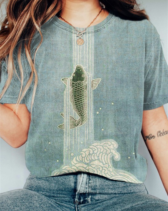 Upstream Carp Japanese Art Comfy T Shirt Upstream Carp Japanese Art Comfy T Shirt