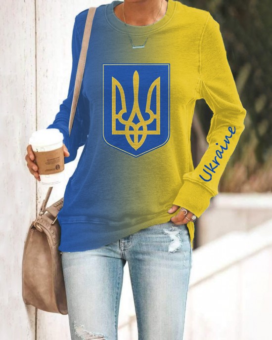 Women's Stand With Ukraine Crew Neck Sweatshirt Women's Stand With Ukraine Crew Neck Sweatshirt