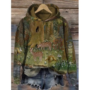 Vintage Animals Printed Casual Sweatshirt