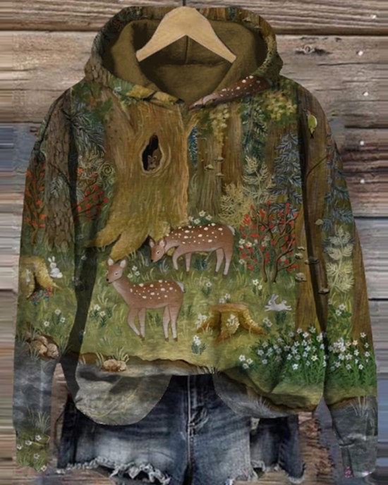 Vintage Animals Printed Casual Sweatshirt Vintage Animals Printed Casual Sweatshirt