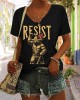 Women's Support National Parks Print V Neck Casual T-shirt Women's Support National Parks Print V Neck Casual T-shirt
