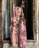 Boho Floral Ethnic Art Linen Blend Jumpsuit