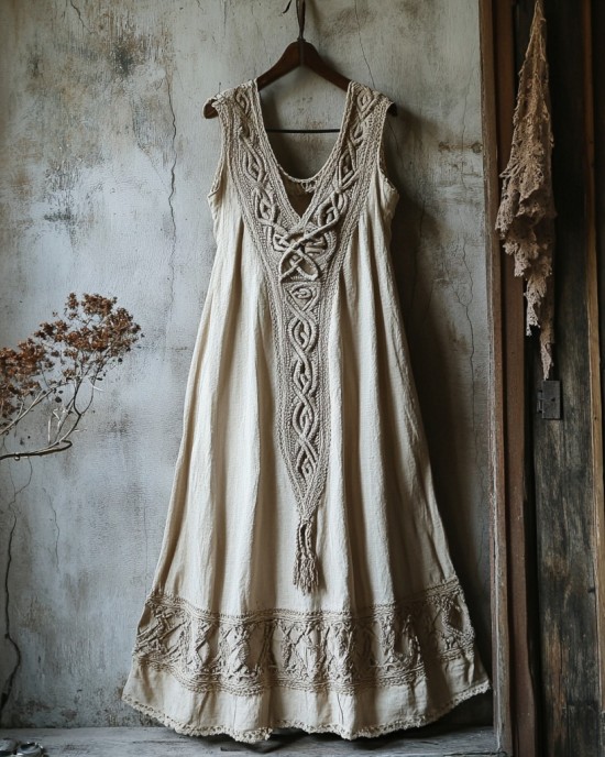 Tribal Viking Celtic Knot Lace Art Linen Tank Dress Tribal Viking Celtic Knot Lace Art Linen Tank Dress