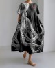 Japanese Art Octopus And Crab Print Casual Art Linen Blend Maxi Dress Japanese Art Octopus And Crab Print Casual Art Linen Blend Maxi Dress