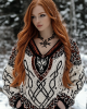 Women's Viking Wolf Jacquard Celtic Style Knit V-neck Sweater Women's Viking Wolf Jacquard Celtic Style Knit V-neck Sweater