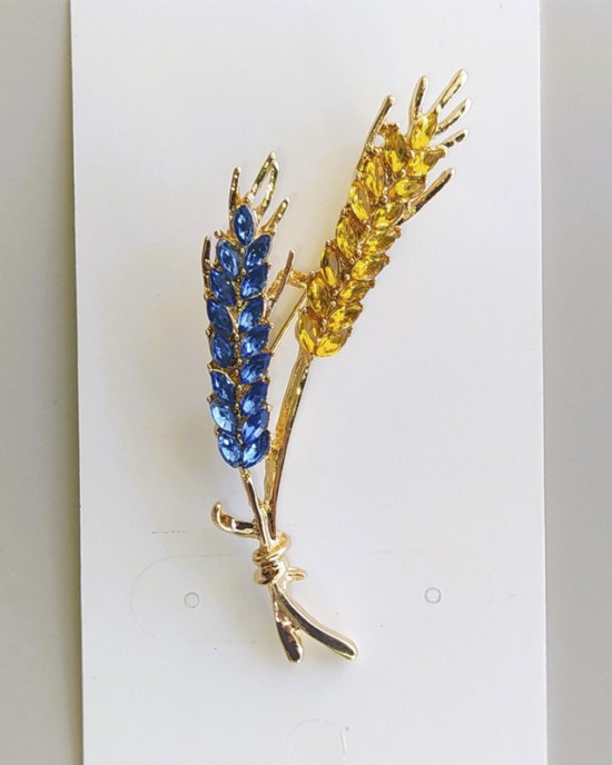 Ukrainian Blue And Yellow Wheat Brooch Ukrainian Blue And Yellow Wheat Brooch