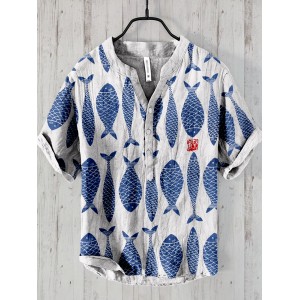 Vintage Fish Japanese Art Linen Blend Cozy Shirt