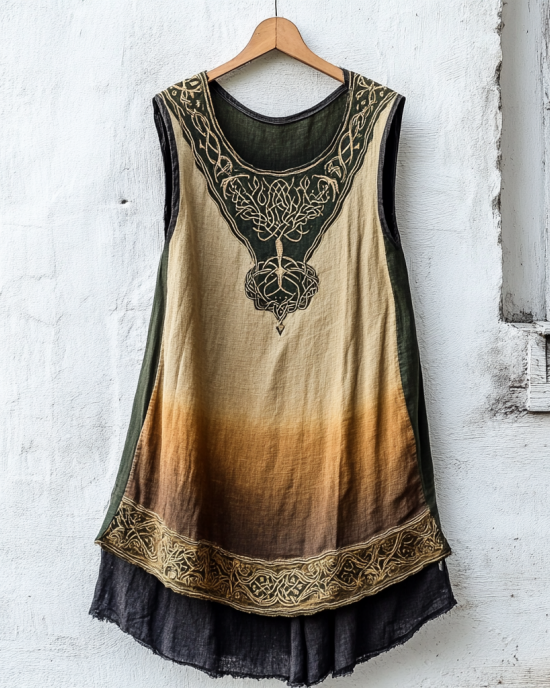 Women's Viking Tree Of Life Celtic Knot Gradient Art Linen Sleeveless Top Women's Viking Tree Of Life Celtic Knot Gradient Art Linen Sleeveless Top