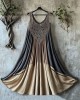 Vintage Viking Celtic Embroidery Art Patchwork Linen Tank Dress