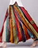 Boho Colorful Textile Flowy Linen Blend Wide Skirt Boho Colorful Textile Flowy Linen Blend Wide Skirt