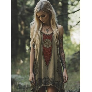 Celtic Vintage Totem Women's Linen Tank Dress