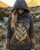Viking Vintage Totem Gradient Pattern Women's Hooded Sweater Viking Vintage Totem Gradient Pattern Women's Hooded Sweater
