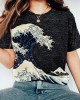Japanese Wave Inspired Graphic Crew Neck Vintage T Shirt Japanese Wave Inspired Graphic Crew Neck Vintage T Shirt