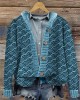 Japanese Sea Waves Inspired Knit Art Hooded Cardigan