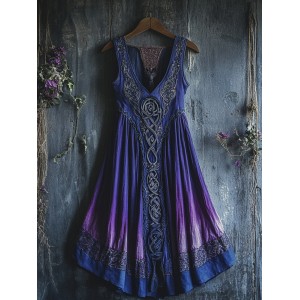 Viking Celtic Art Gradient  Linen Tank Dress