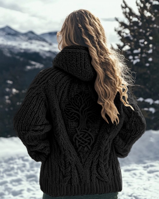 Women's Viking Tribal Tree Of Life Celtic Knot Hooded Sweater