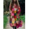 Bohemian Patchwork Art Pattern Flowy Linen Dress