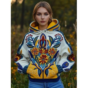 Ukrainian Folk Floral Art Embroidery Women's Hoodie