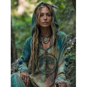 Tree Of Life Moon Phase Mystical Handmade Hoodie