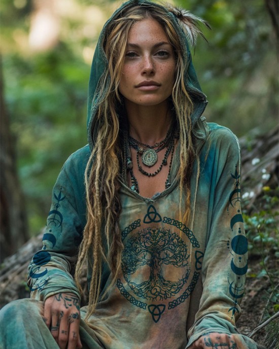 Tree Of Life Moon Phase Mystical Handmade Hoodie Tree Of Life Moon Phase Mystical Handmade Hoodie