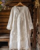 Floral Embroidery Lace Art Linen Blend Maxi Dress Floral Embroidery Lace Art Linen Blend Maxi Dress