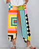 Women's Abstract Art Geometric Pattern Linen Blend Pants Women's Abstract Art Geometric Pattern Linen Blend Pants