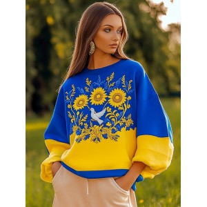 Women's Ukrainian Peace And Flowers Embroidery Sweatshirt